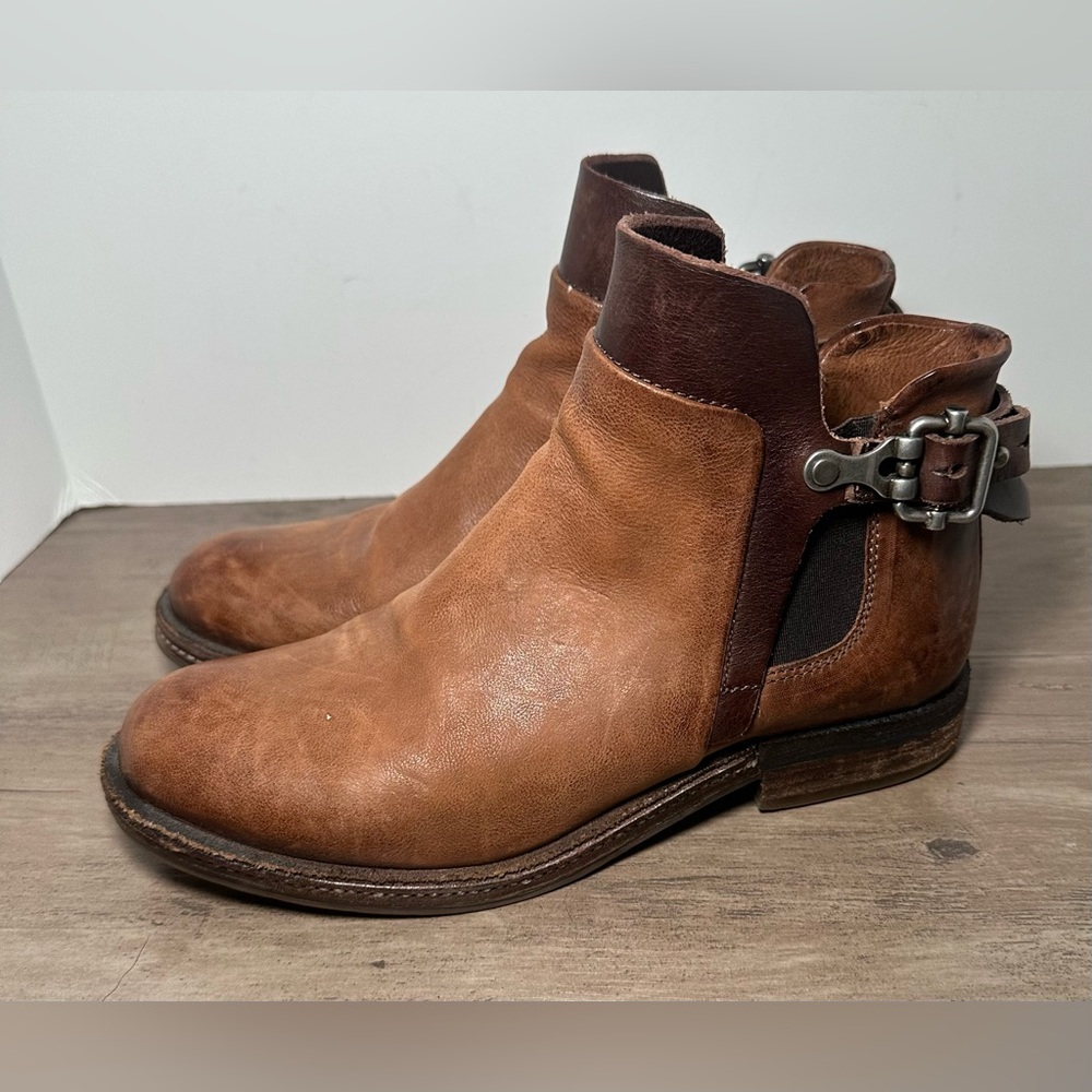 Airstep AS98 A.S.98 Two Toned Brown Leather  Harness Ankle Boots EU 37 Us 6.5/7.